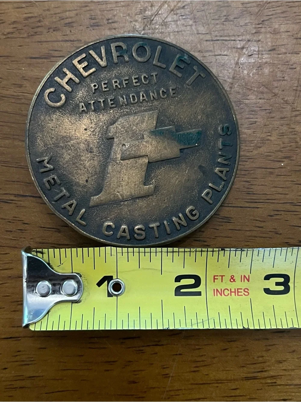Vintage Chevrolet Chevy Belt Buckle Perfect Attendance Award